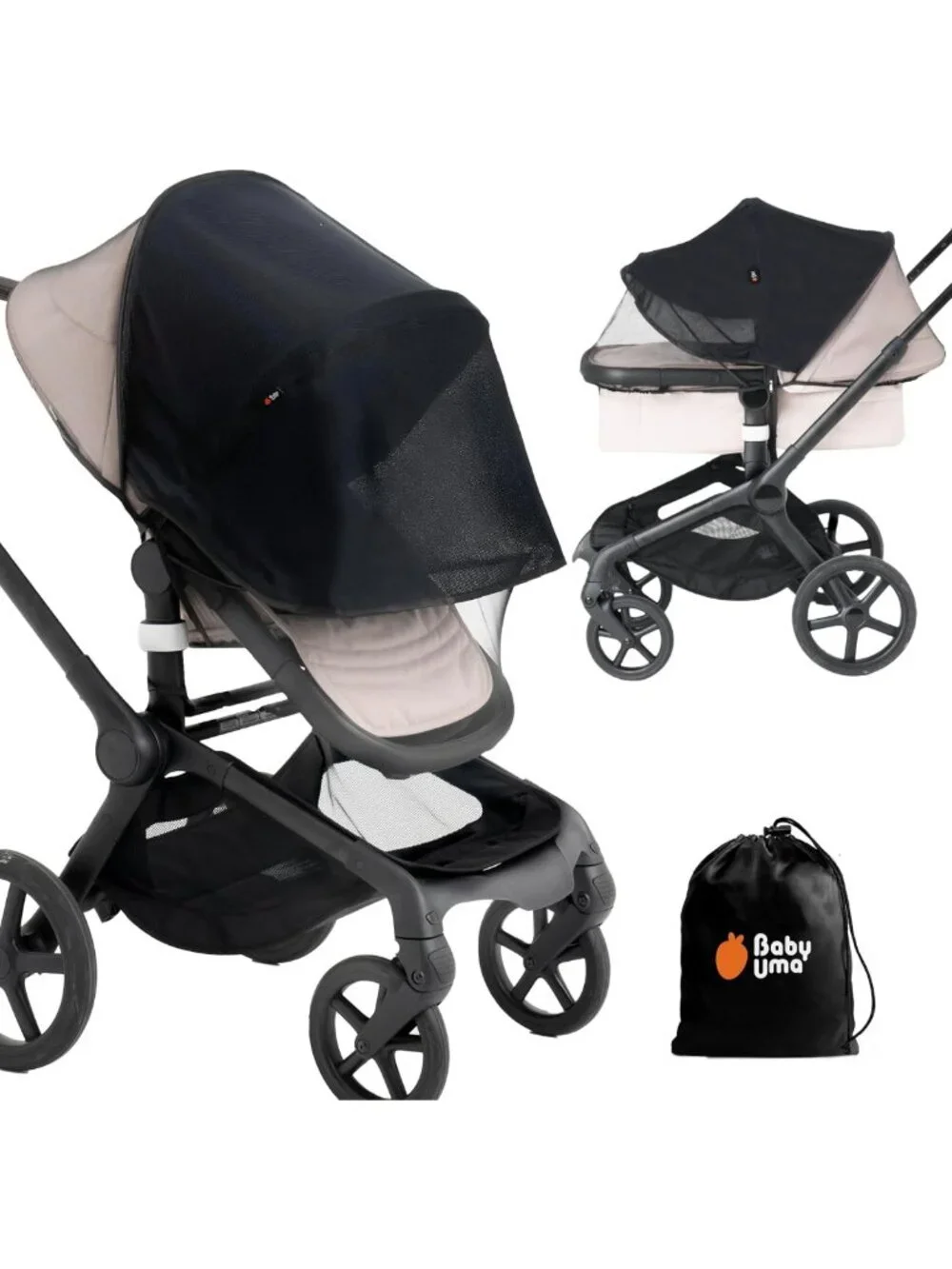 2-in-1 Baby Mosquito Net & Sun Shade for Strollers - UPF 50+ Protection, Travel